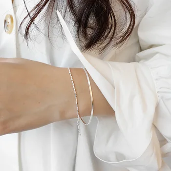 Friblad Dobbelt Lag Slange Knogle Kæde Armbånd Til Kvinder 2018 Ny Trend 925 Sterling Sølv Mode Ol Smykker