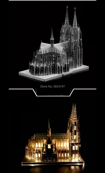 Tyskland Köln Domkirke Verdens Store Arkitekturer 3D Puslespil Miniature Metal Model Kits,DIY 3D Laser Cut Bygning Puslespil Legetøj