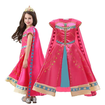 Børn Arabisk Prinsesse Jasmin Pige Kjole Prinsesse Tilbehør Pige Jasmine Cosplay Barn, Karneval, Halloween, Jul Kostume
