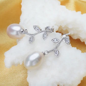 FENASY Naturlige Perle øreringe af Perle Smykker Choker for Kvinder Afslappet Stil 2017 Smykker 8-9mm Perle Charm Bohemia øreringe