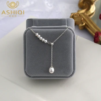 ASHIQI Naturlige ferskvands perle 925 sterling sølv halskæde vedhæng mode personlighed kvindelige