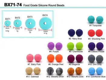 Silikone Runde Perler fødevaregodkendt 9mm Baby Tænder at Tygge Perler Til Armbånd af Sut, Smykker at Gøre BPA Blandet 50stk/Sæt