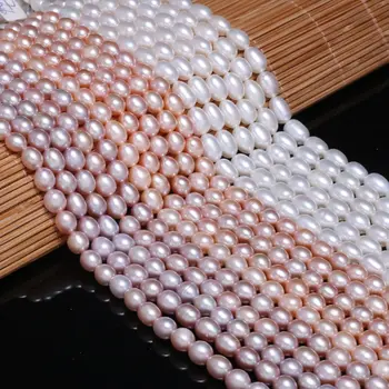 Naturlige Ferskvands Perle-Perler i Høj Kvalitet, Ris Form Punch Løse Perler til Smykker at Gøre DIY Elegant Halskæde-Armbånd, 7-8MM