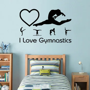 Jeg Elsker Gymnastik Wall Sticker Gymnastik værelses Gymnastik værelse Wall Stickers standardklæbemiddel Aftagelig FM-21