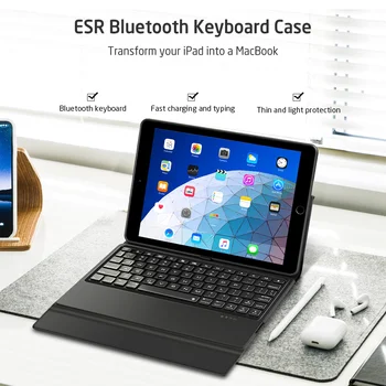 ESR Bluetooth Wireless Keyboard Case Til iPad 12.9 11 Tommer 10.5/9.7/7.9 Tommer PU Læder Fuld Folio Flip Tynd Smart Cover Sag