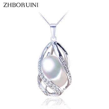ZHBORUINI Perle Halskæde Perle Smykker 925 Sterling Sølv Smykker Til Kvinder Naturlige Ferskvands Perle-perler, Vedhæng Engros