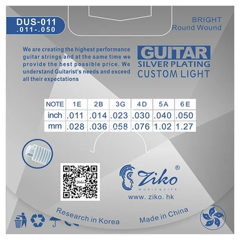 SYR-Ziko Dus Serie Akustiske Guitar Strenge Sekskant Carbon Stål Kerne Sølv Plating Sår