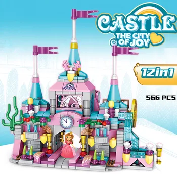 566pcs 12 I 1 Princess Castle Model byggesten Venner House Sætter Mursten Uddannelse Legetøj til Børn Piger