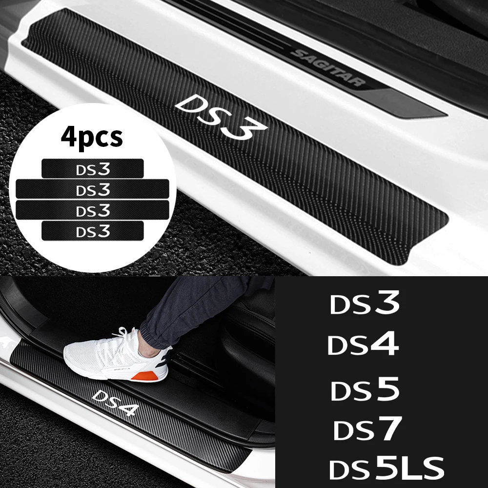 På tilbud! 4stk Car-styling Carbon Dørtærskel Klistermærker Modificeret Til For Citroen Ds Ds3 Ds4 Ds5 Ds 5ls Ds7 Tilbehør \ Udvendig tilbehør - Laegernesofiendal.dk